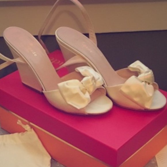 kate spade Shoes - Kate Spade Ivory Iberis Bow Wedge Wedding Shoe